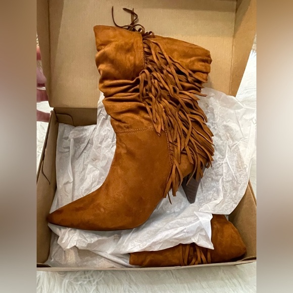 JUSTFAB SANNA Slouchy Boots NIB 7.5 Camel Color - Picture 8 of 11